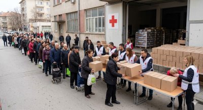 Опашки за храна в Хасково: Започна раздаването на пакети за близо 17 000 души