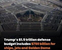 Предложеният от Тръмп бюджет за отбрана от 1,5 трилиона долара включва 750 милиарда за кораби, самолети и изграждането на &bdquo;Златния купол&ldquo;